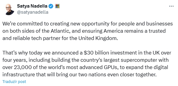 mensagem do CEO da Microsoft