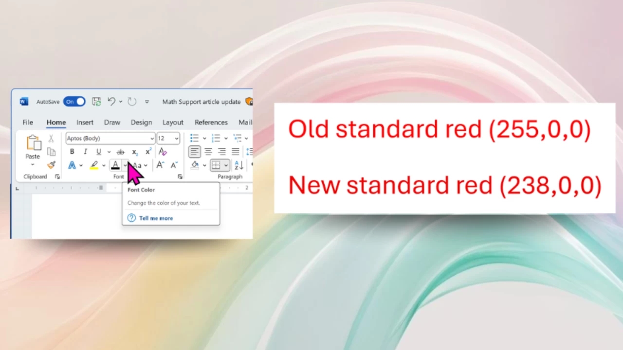 mudança de cor do office