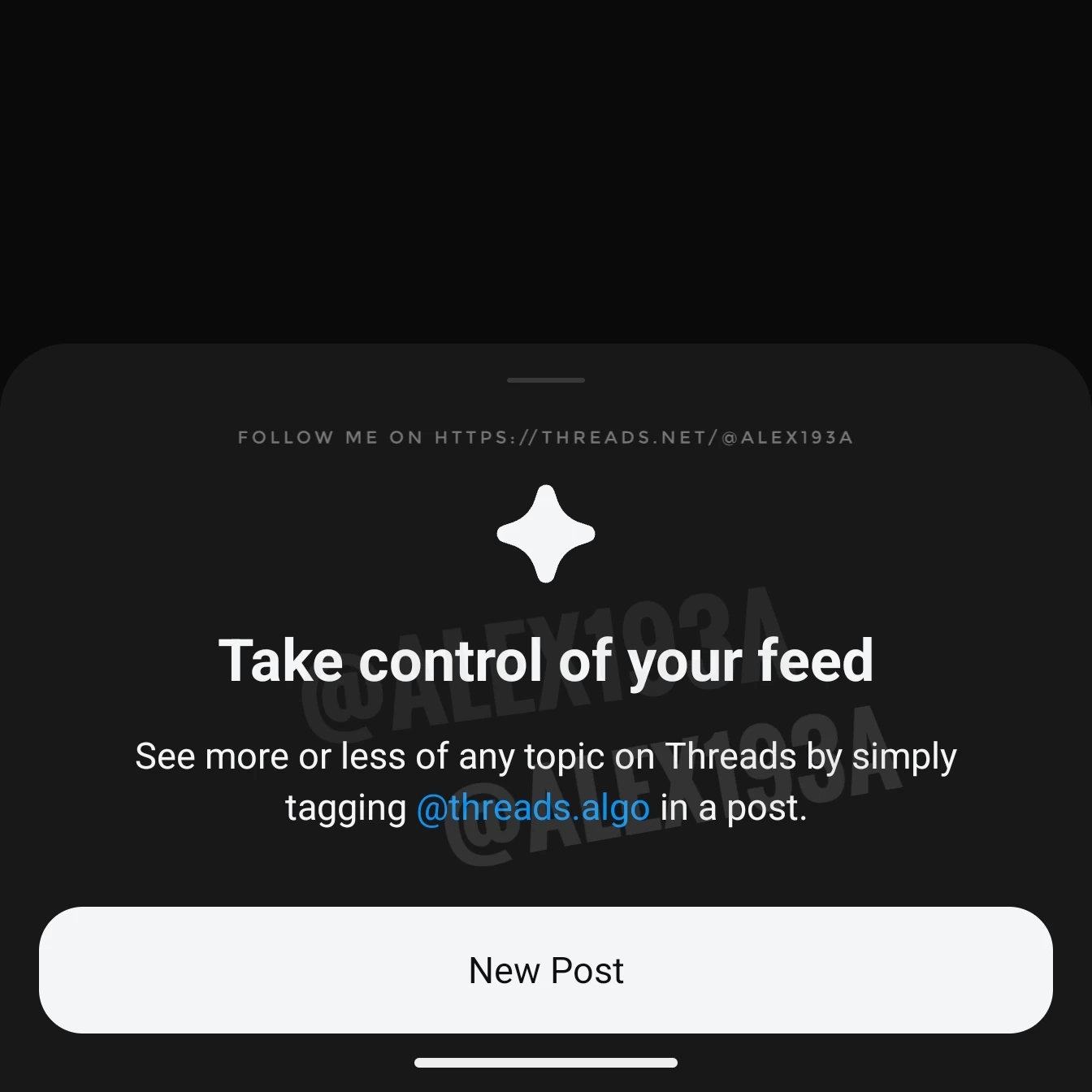 imagem da funcionalidade de controlo dos feeds para o threads