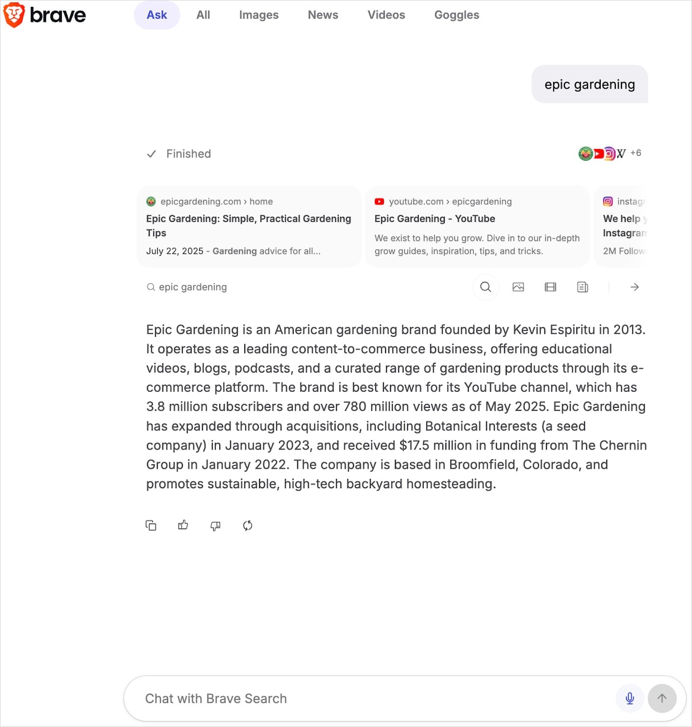 funcionalidade de pesquisa com IA