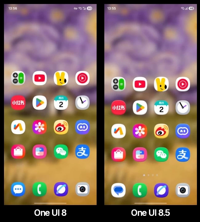detalhes das diferenças de icones no Touch UI