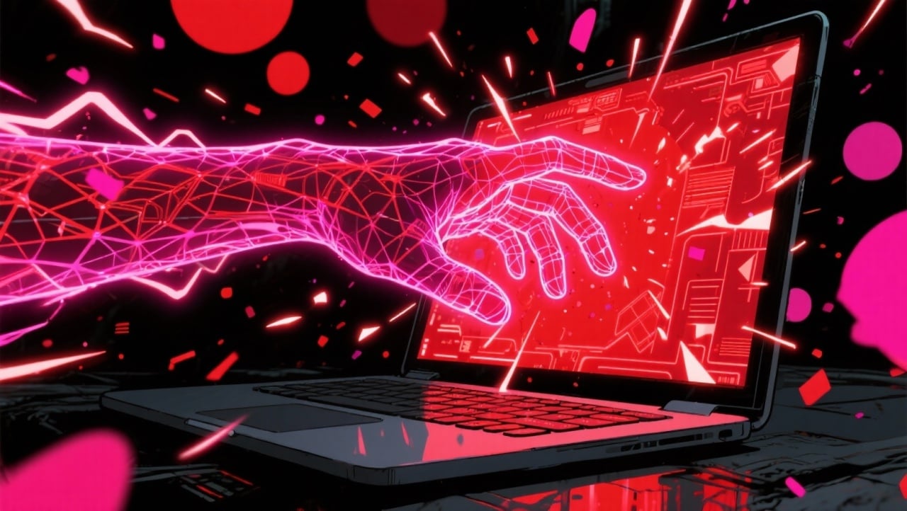 mão digital a tocar em computador portátil para ataques