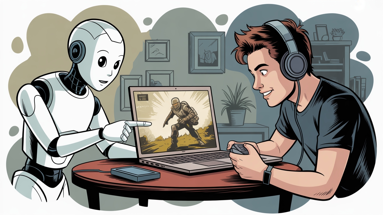 pessoa a treinar robot de ia em jogos