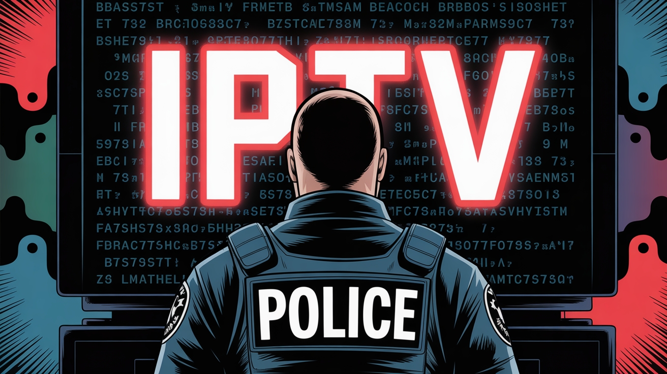 Autoridades em frente de ecrã de IPTV