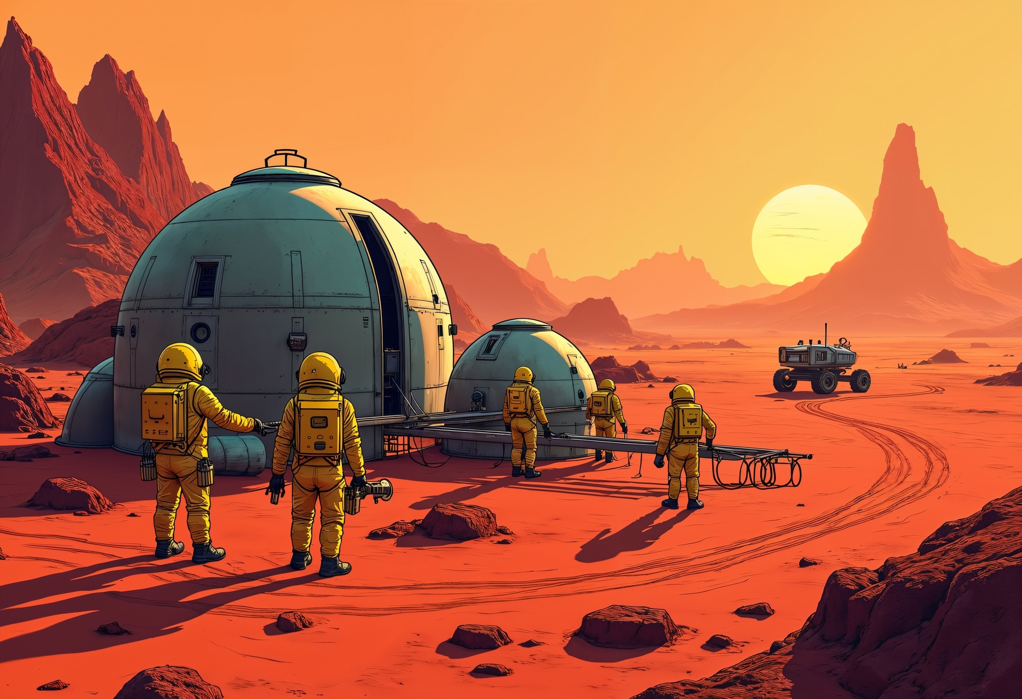 pessoas a viver em marte