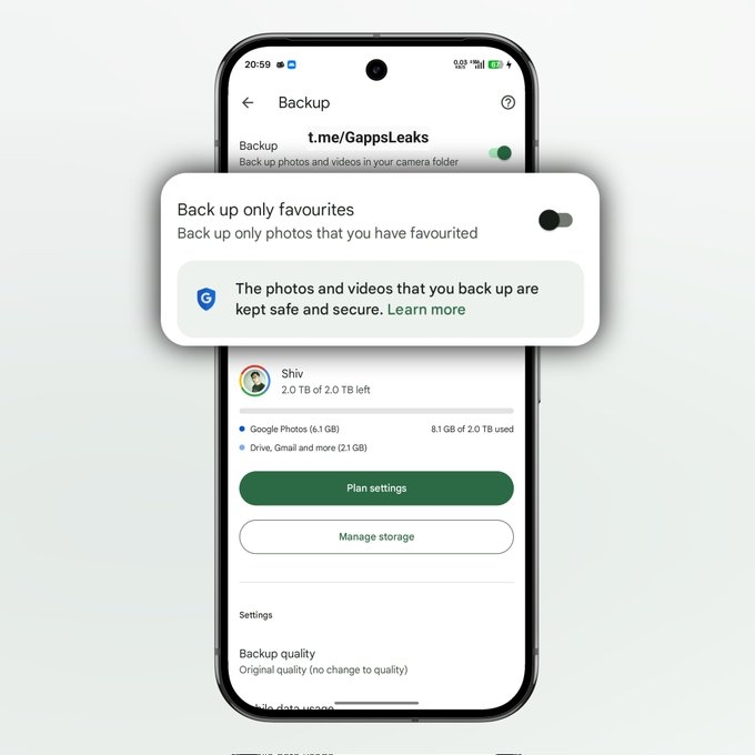 Google fotos com escolha de fotos a guardar