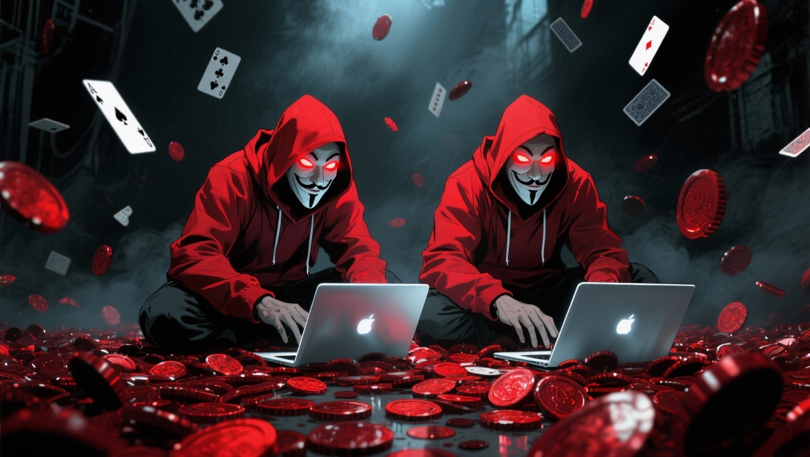 hackers em frente de computadores