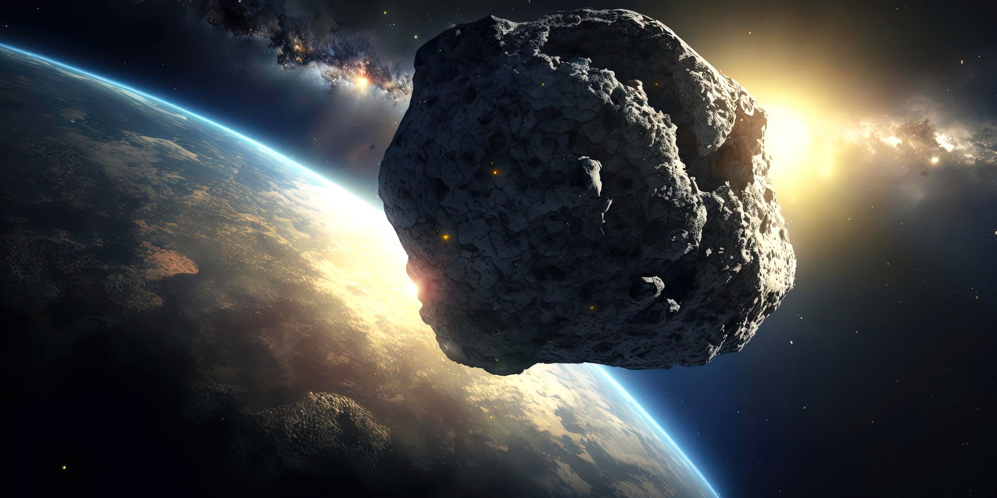 Asteroide junto ao planeta terra