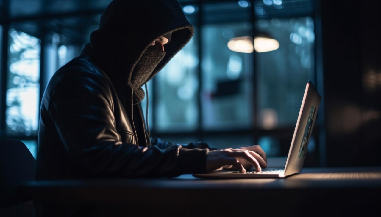 scammer em frente de computador