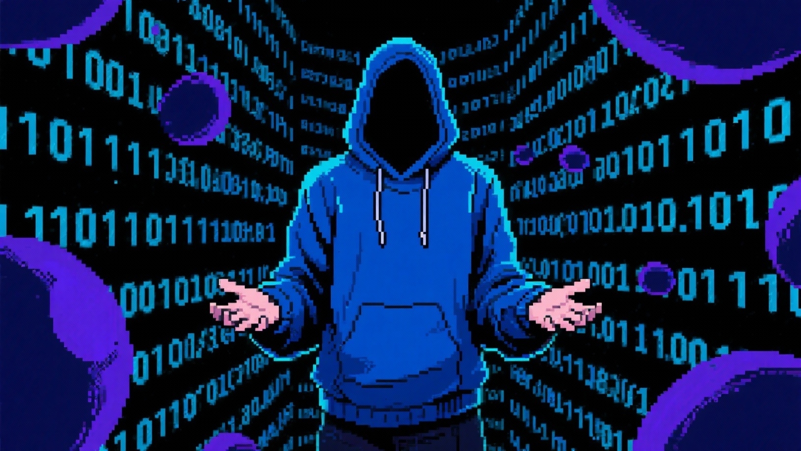 hacker em frente de código