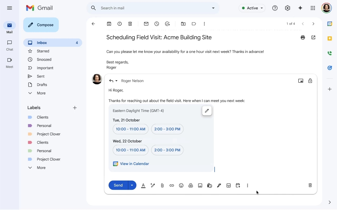 detalhes da funcionalidade do gmail para agendamento
