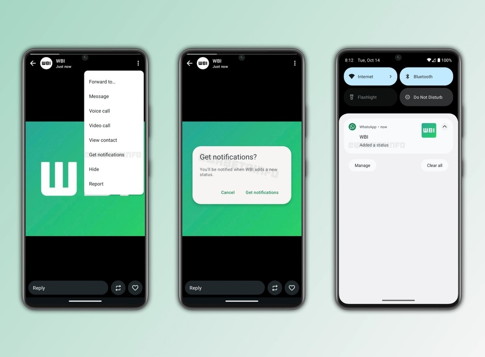 detalhes do whatsapp com notificações para status