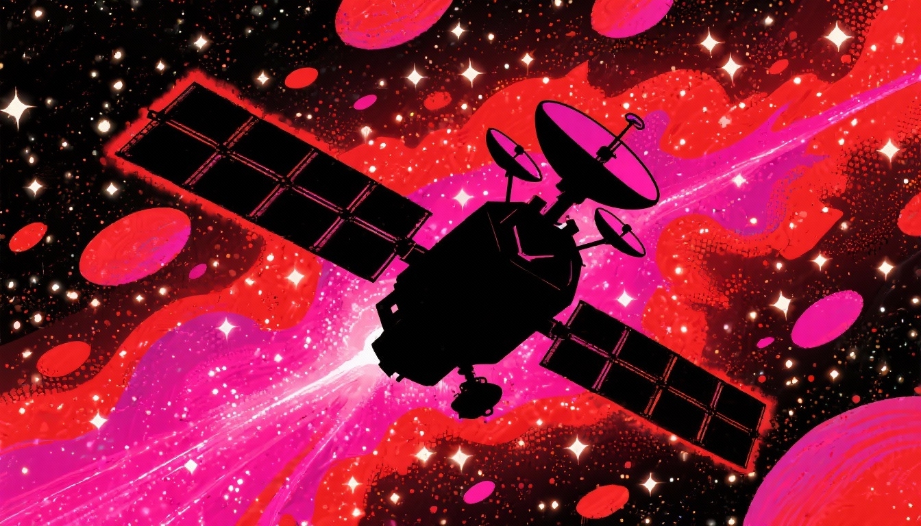 satélite em fundo vermelho