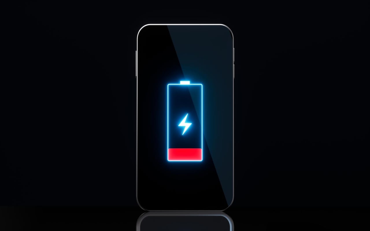 smartphone com bateria baixa