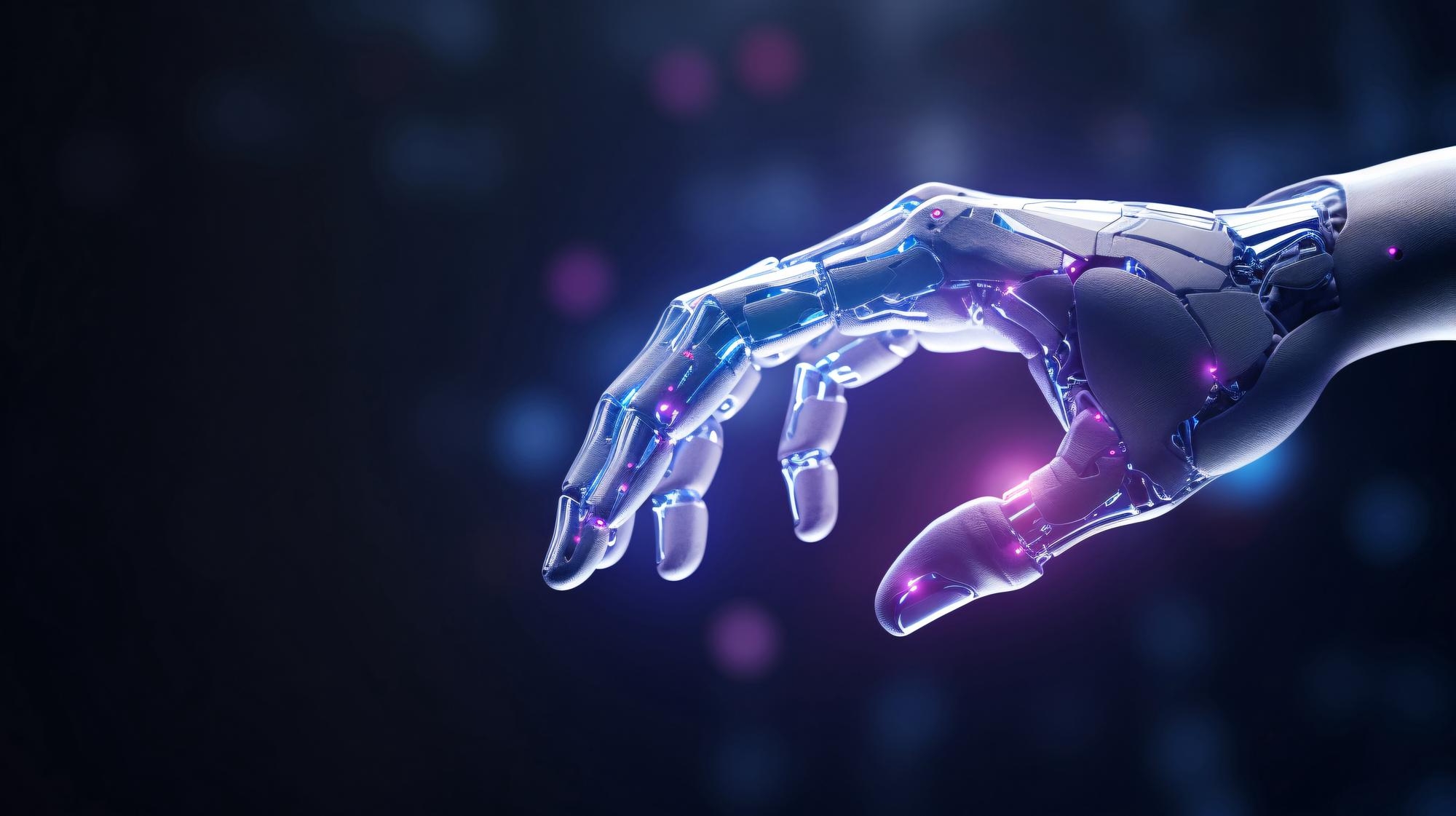Inteligência artificial em mão de robot
