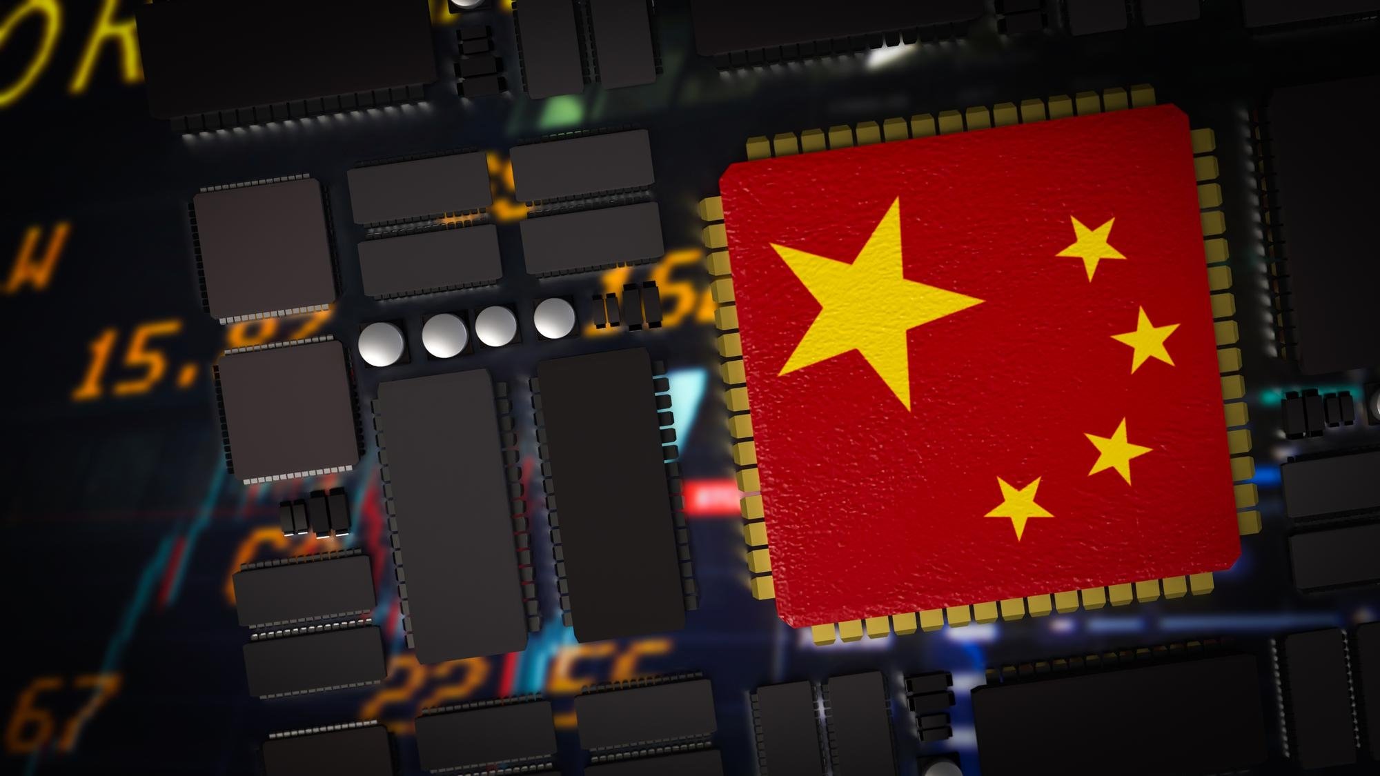 China chip em bandeira