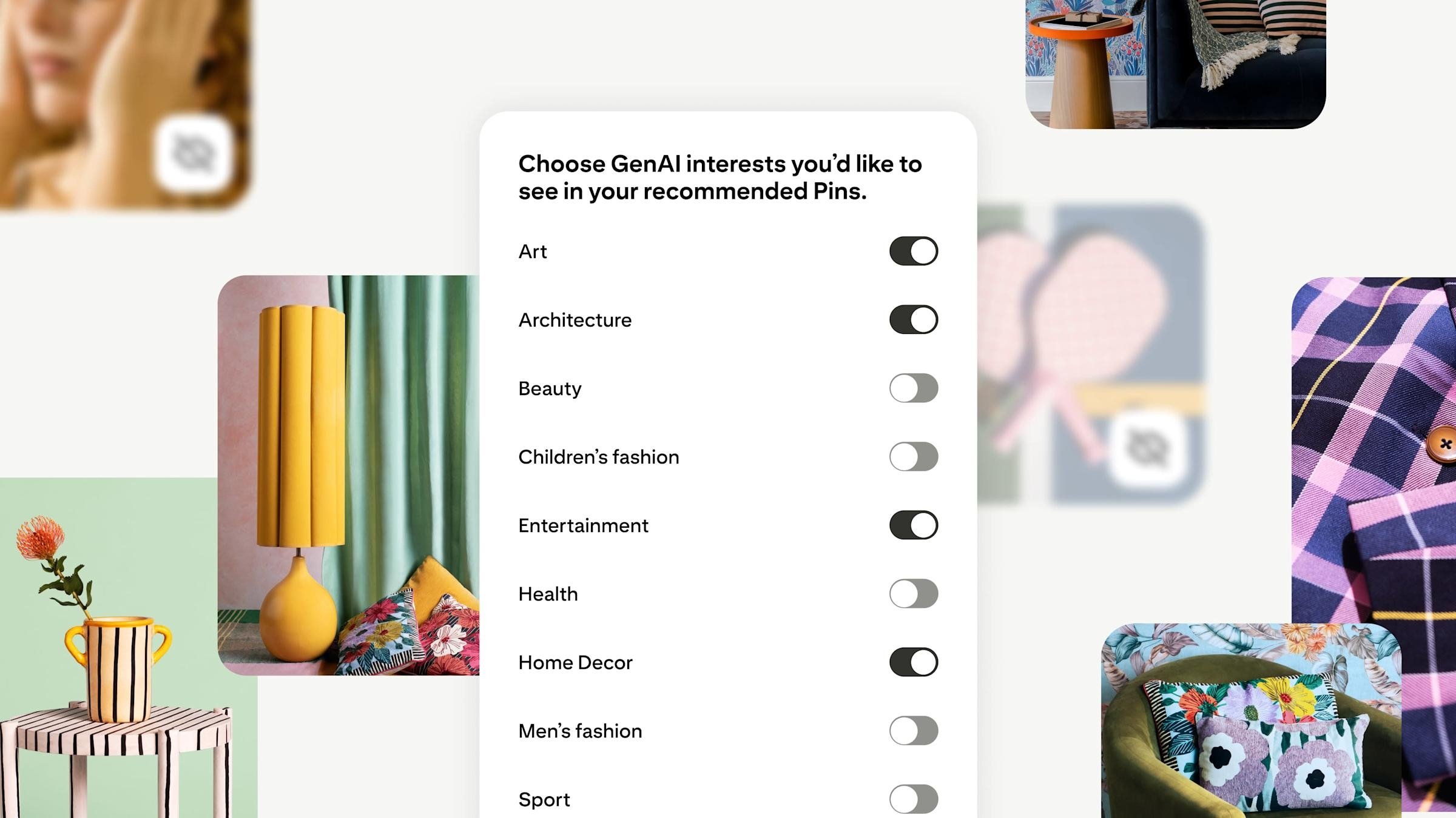 Pinterest novos controlos de apresentação de imagens