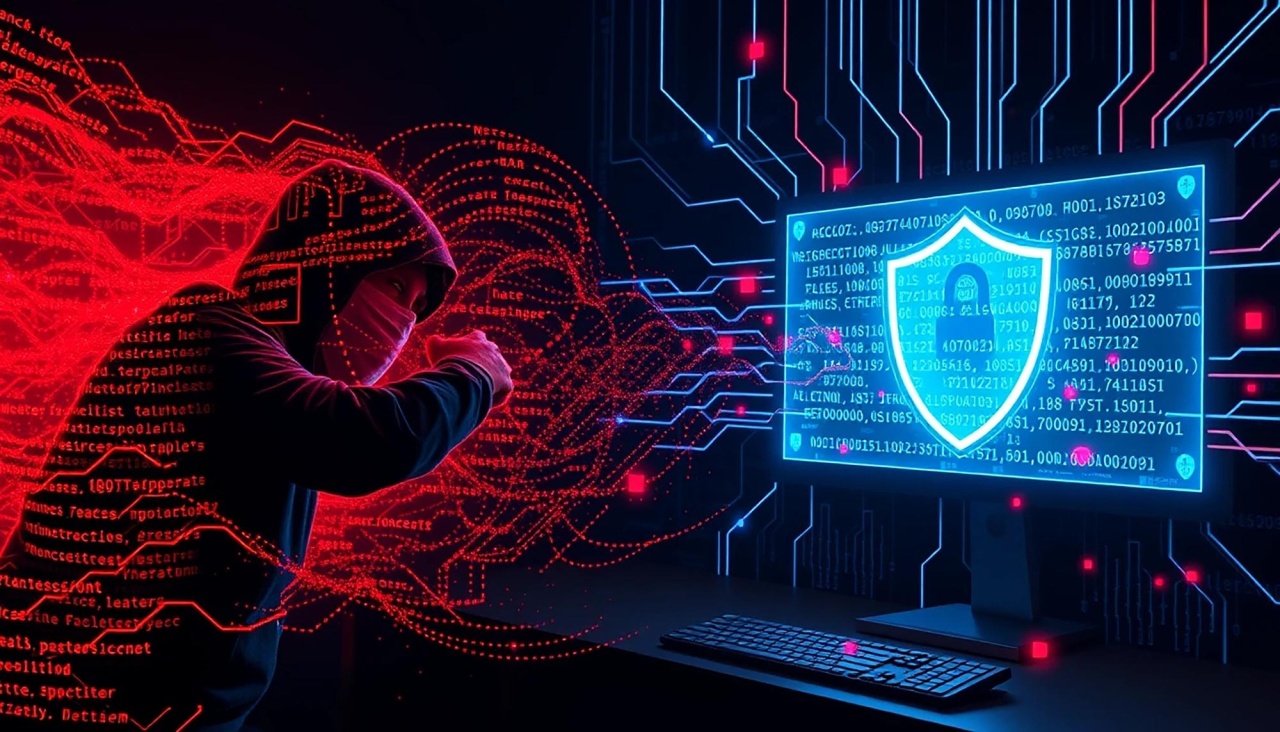hacker em frente de computador protegido