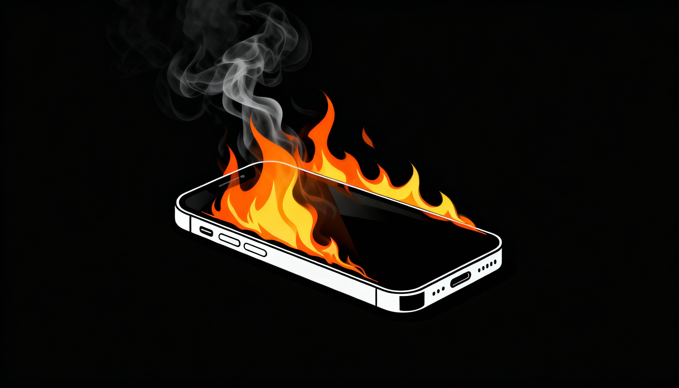 smartphone em chamas