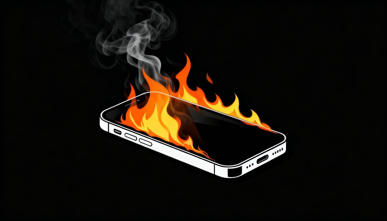 smartphone em chamas