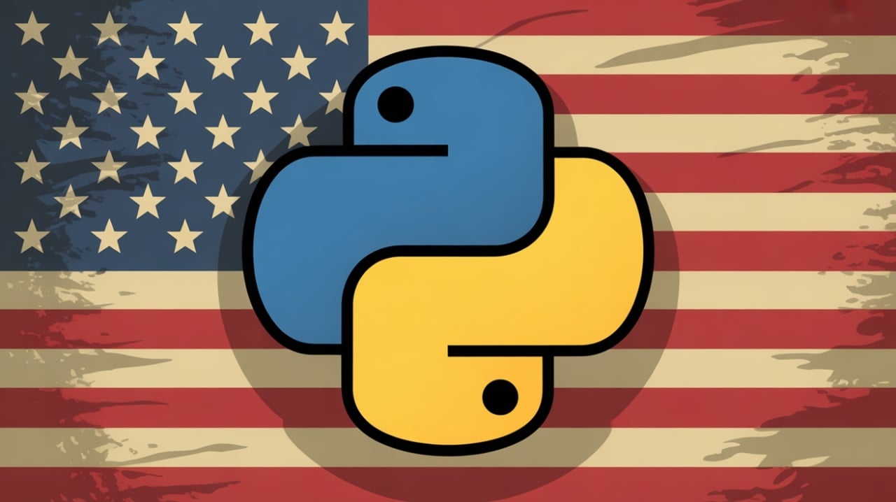 Python com bandeira dos EUA