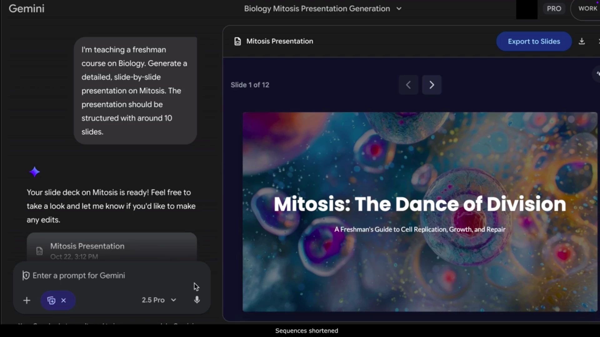 gemini a criar apresentações