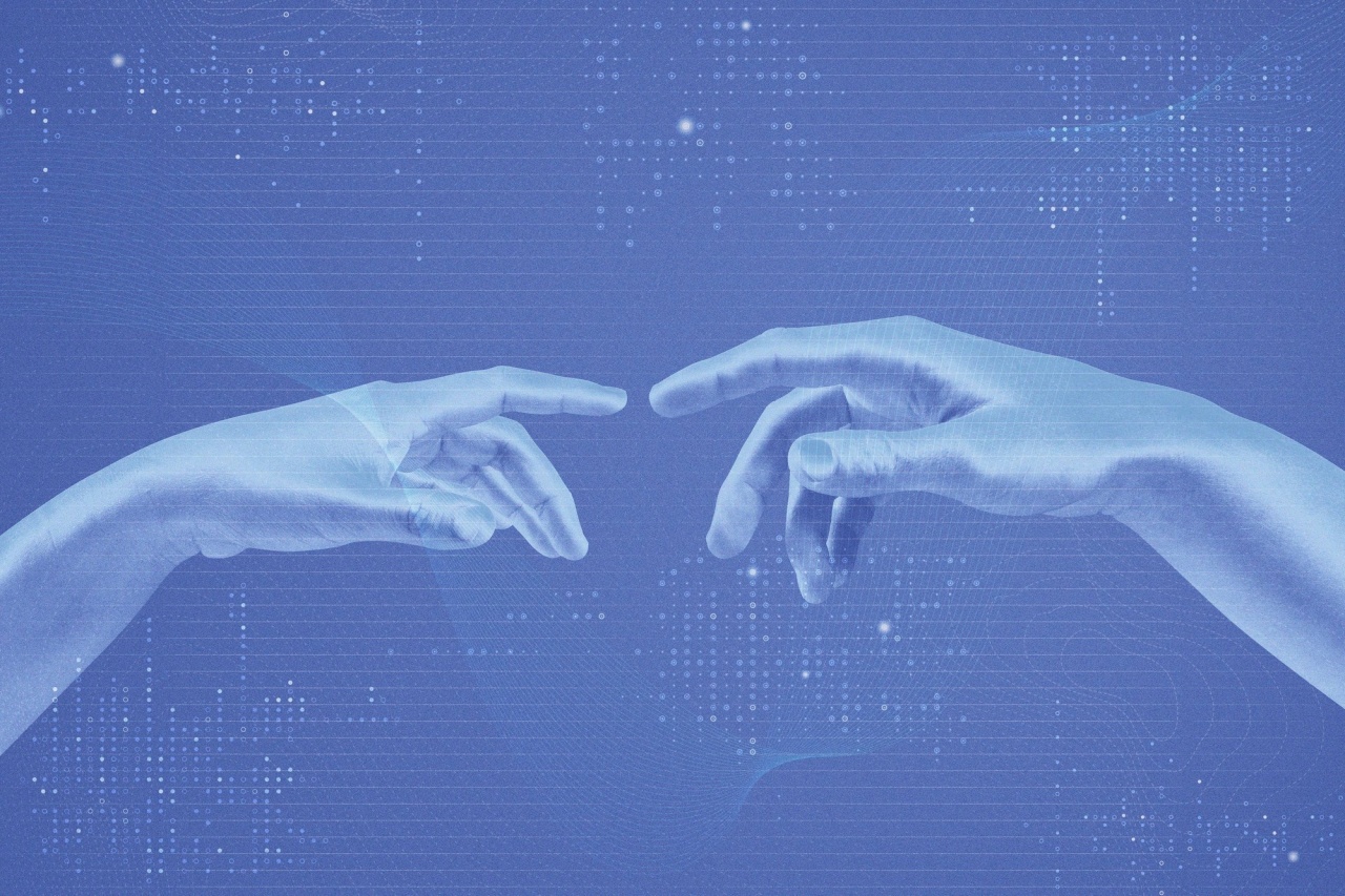 inteligencia Artificial com mãos a tocarem