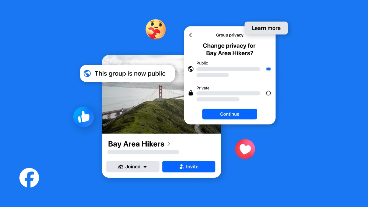 Facebook alteração de grupos de privados para públicos