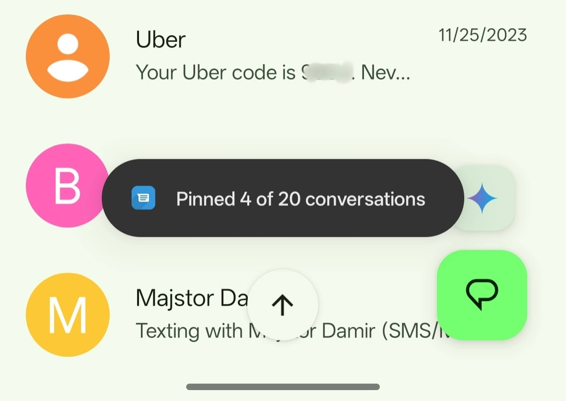 fixas mensagens dentro da app de mensagens da google