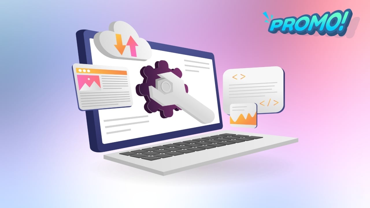 computador com site em construção