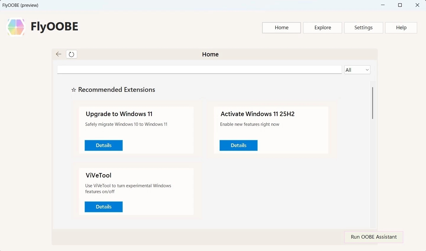 interface da aplicação Flyoobe