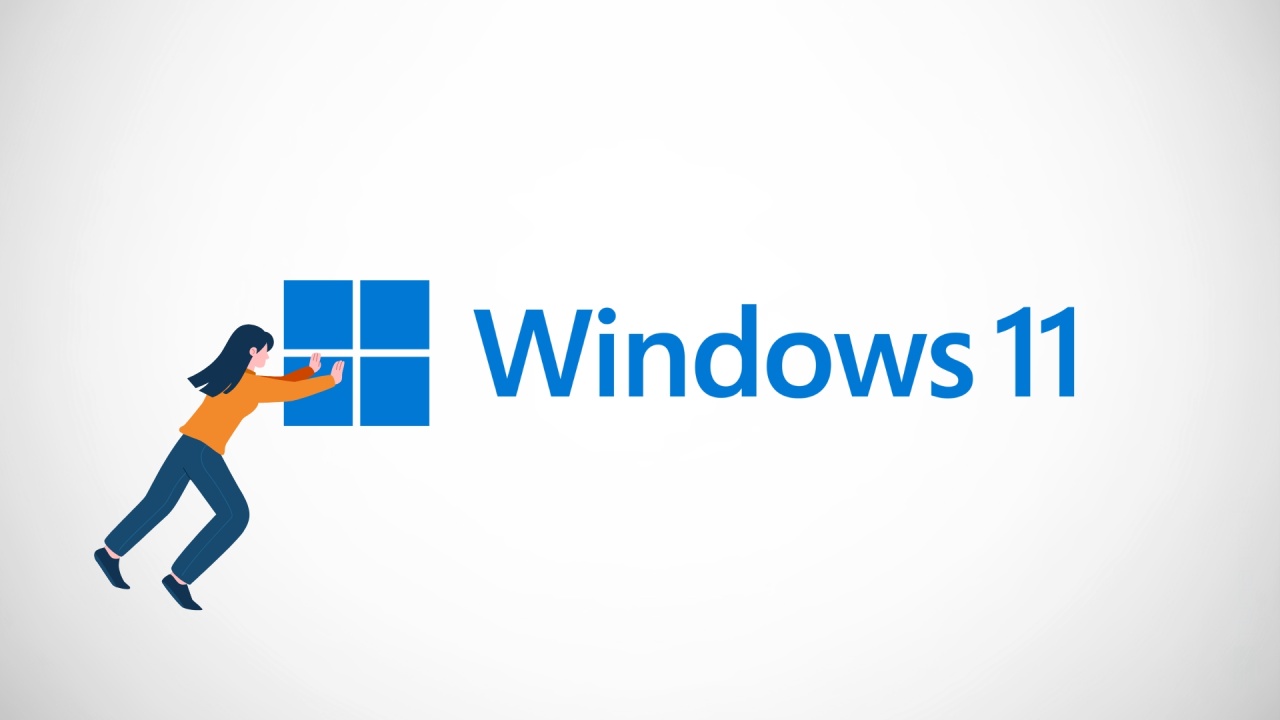 Windows 11 logo a ser puxado