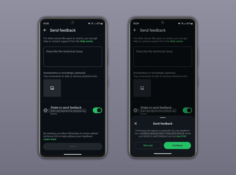 whatsapp reportar bugs