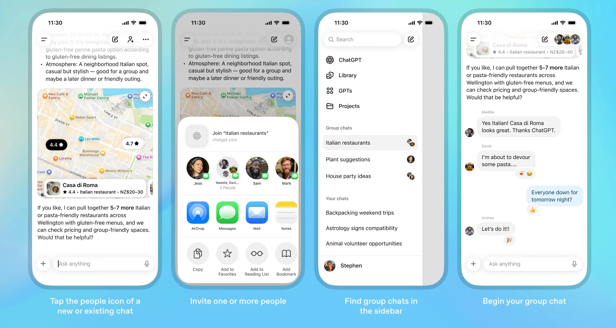 conversas de grupo no chatgpt