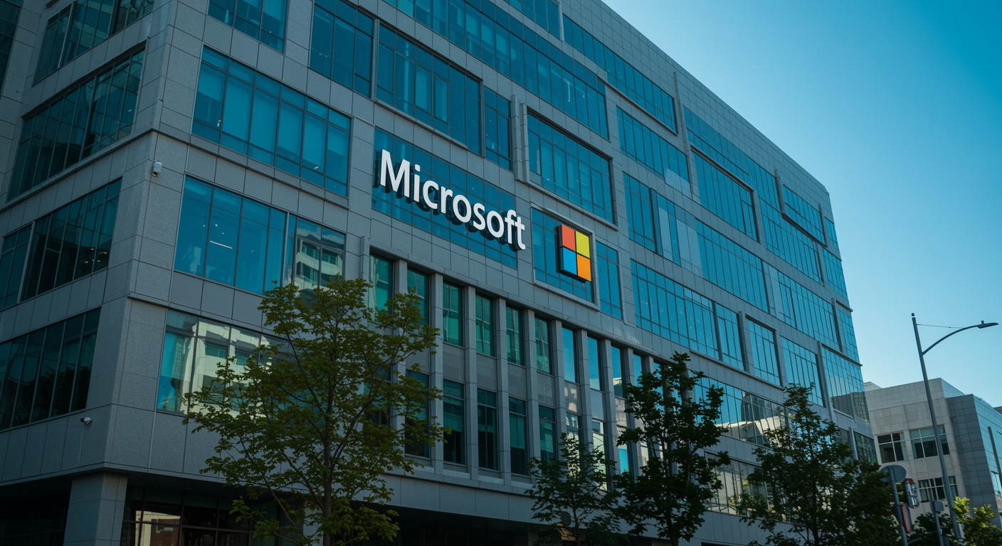 Microsoft logo em edifício