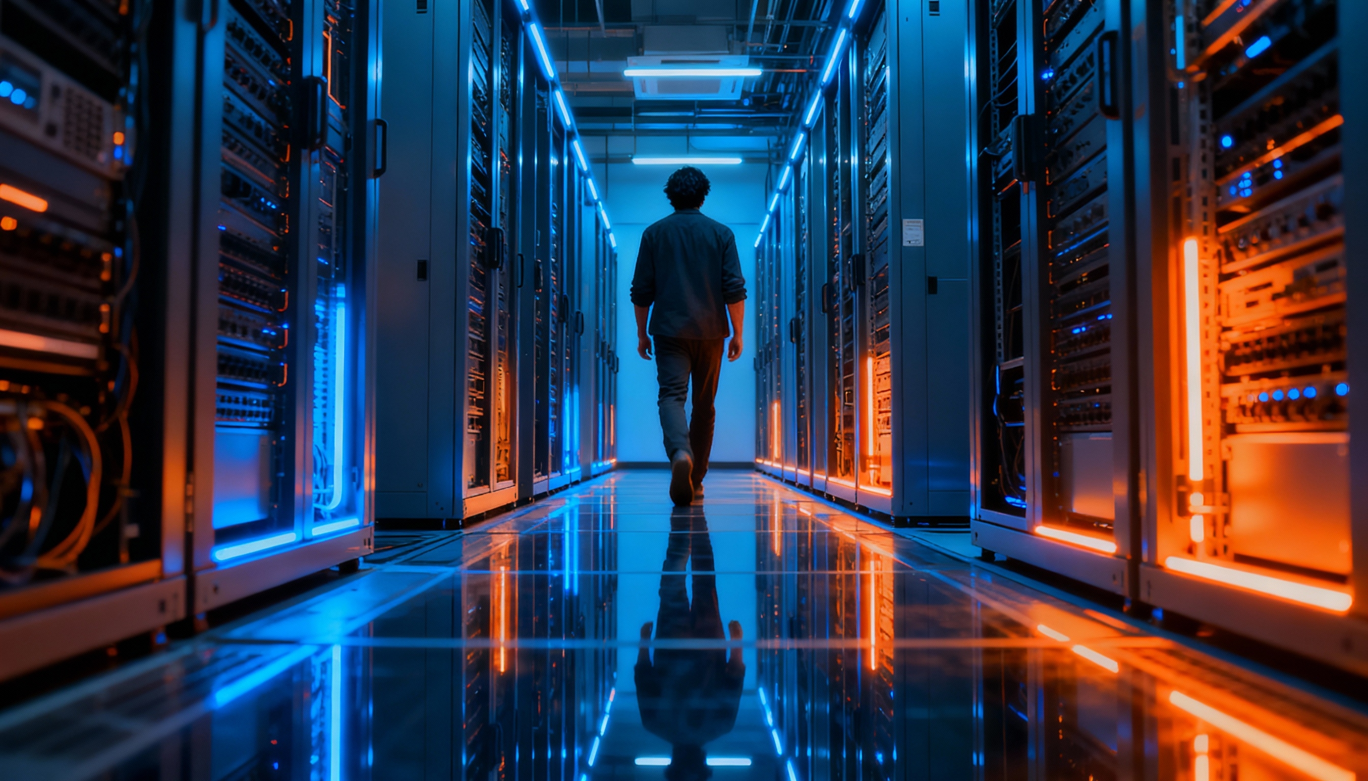 pessoa em datacenter