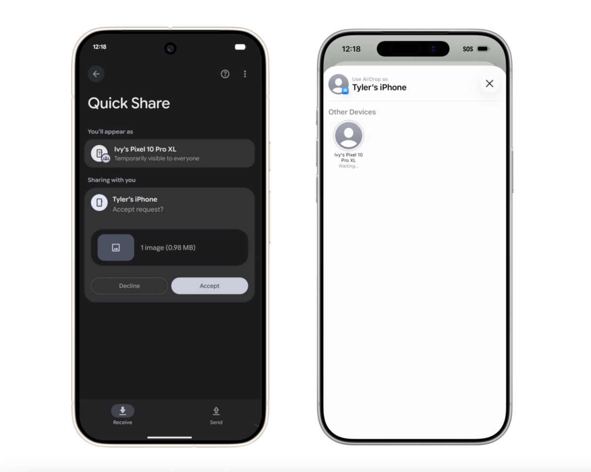 quick share do android para iOS
