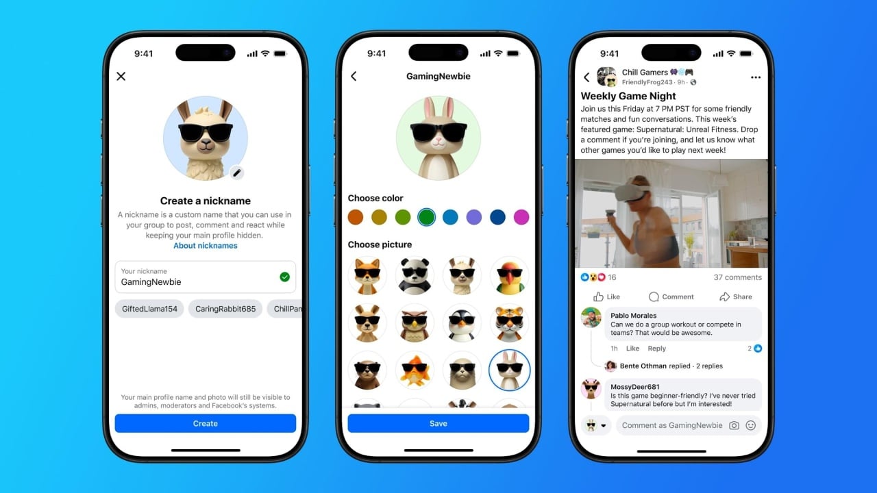 Nomes de utilizador em grupos do facebook