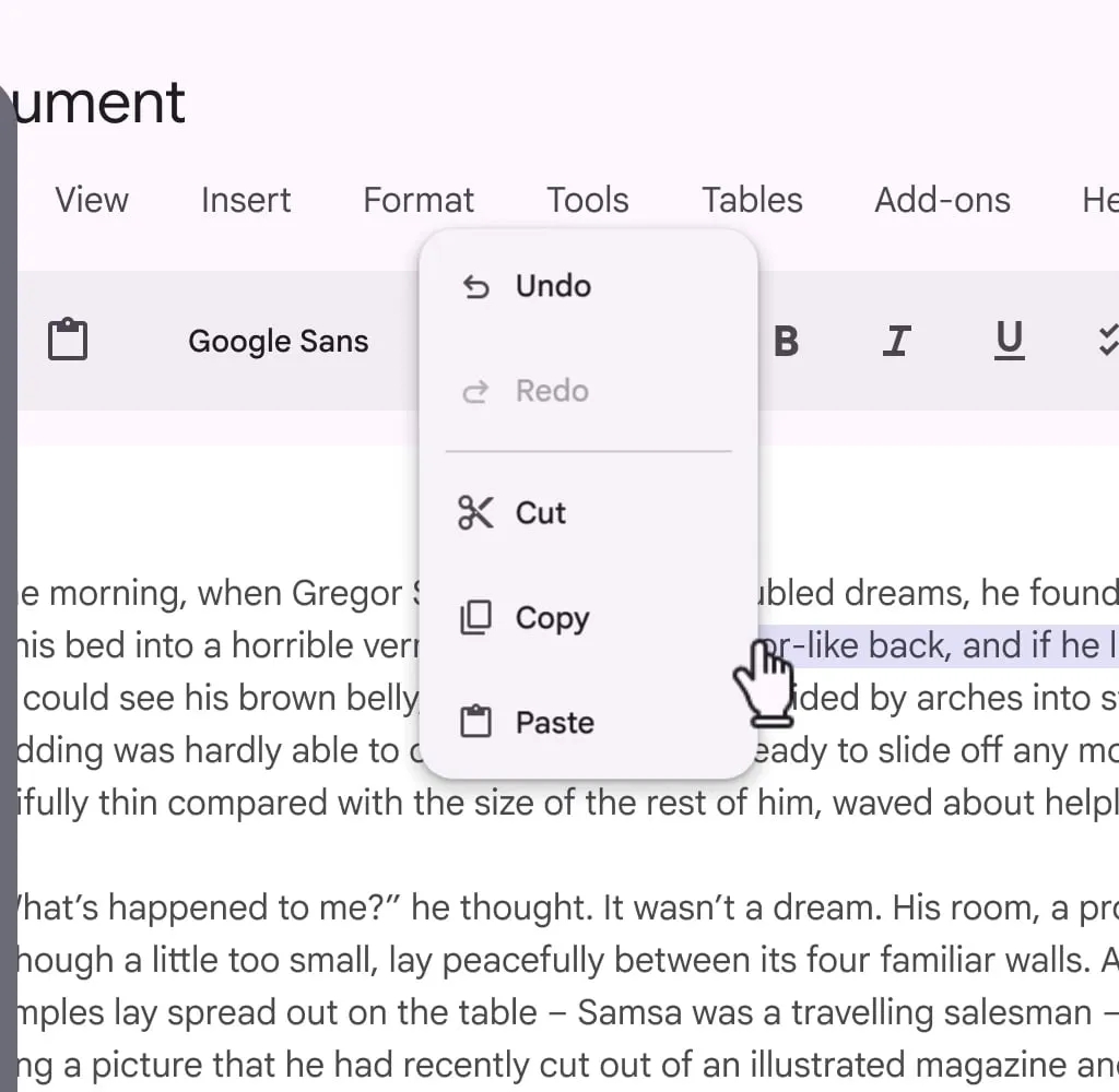 detalhes do menu do android