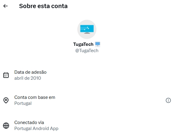 detalhes sobre dados da conta da X