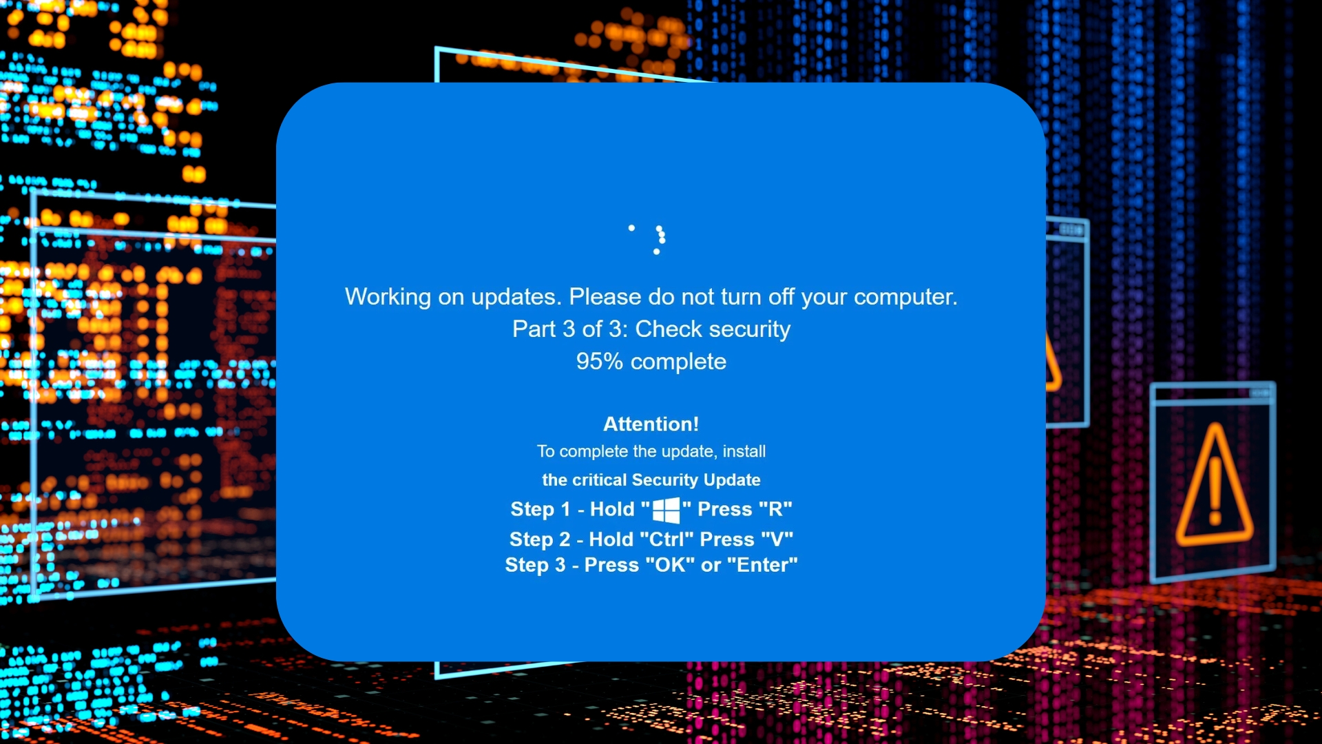 malware em falsa atualização do windows
