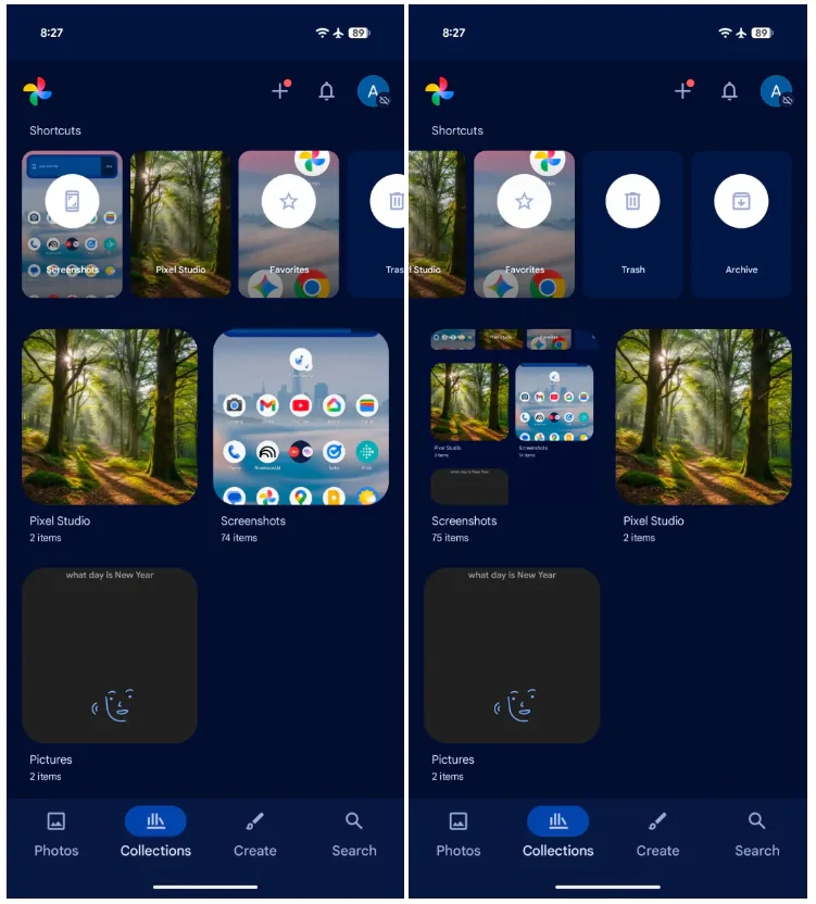 Google fotos com novas coleções