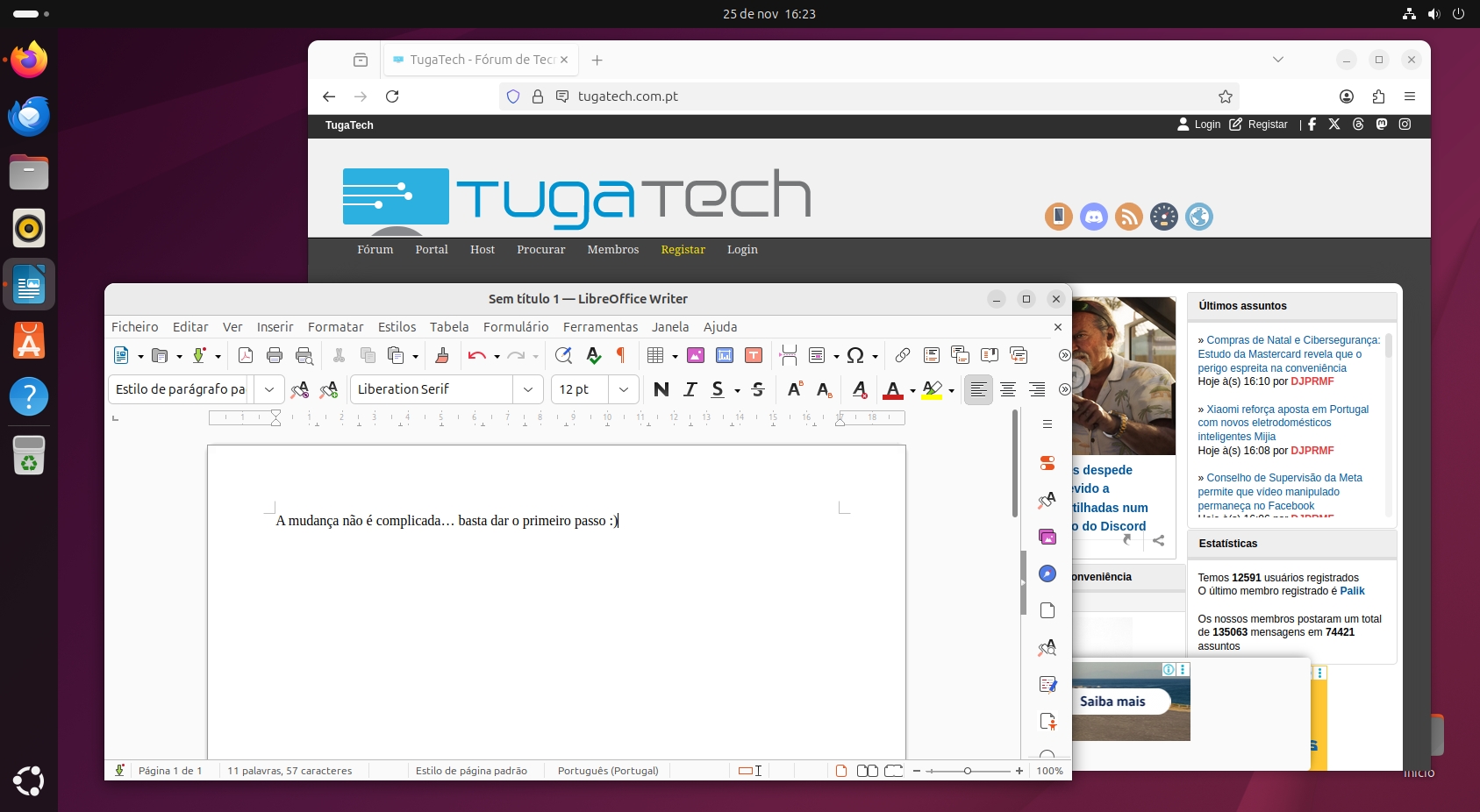 Ubuntu em funcionamento