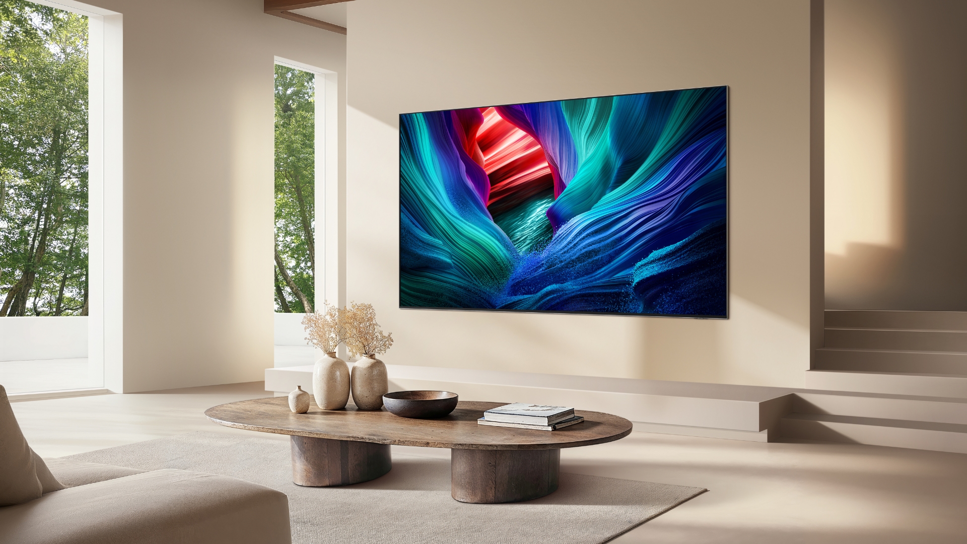 detalhes sobre as cores de uma tv da samsung em QLED real