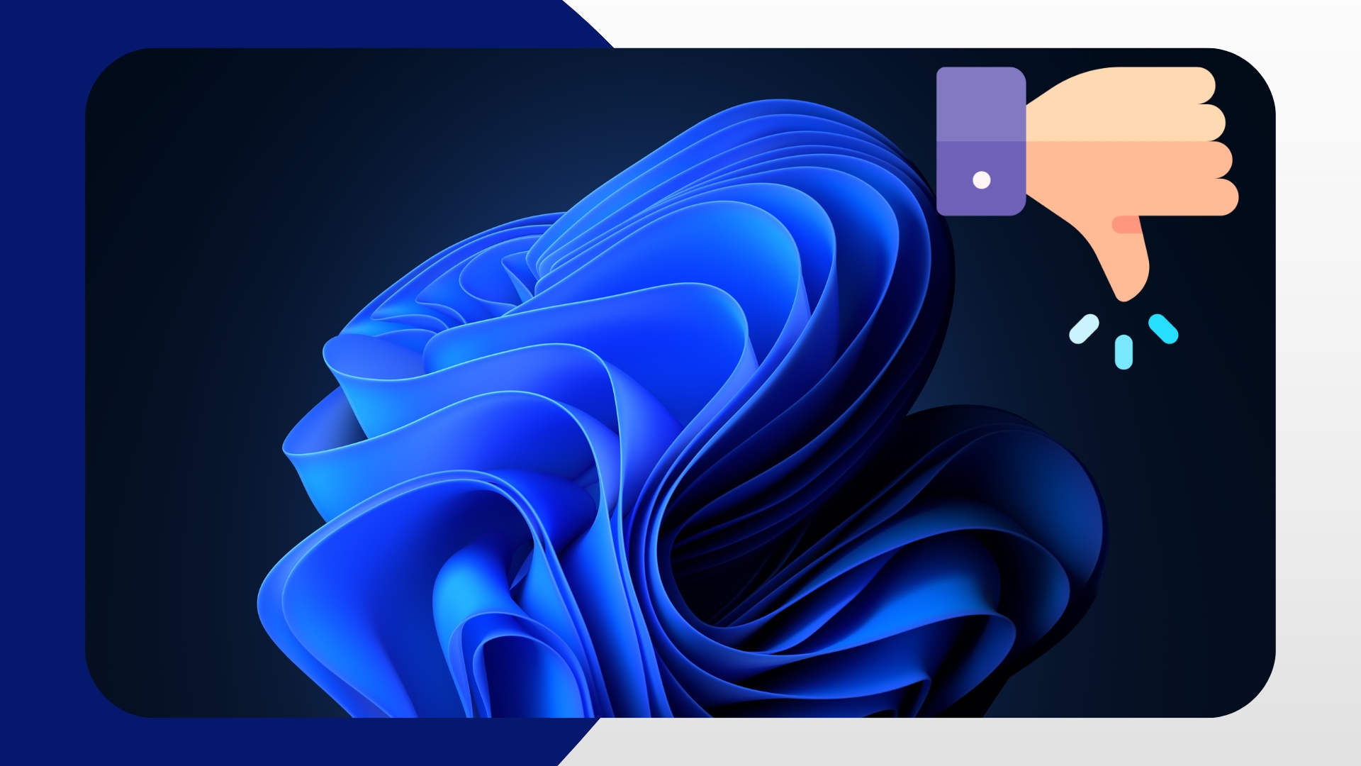 Windows 11 wallpaper com mão em downvote