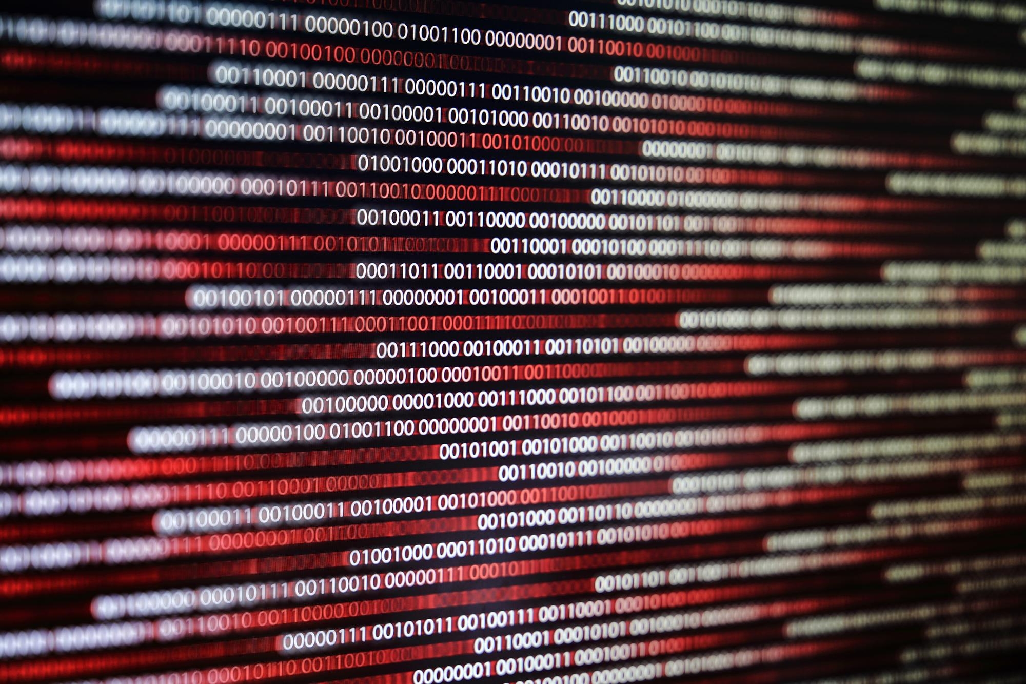 código binário em vermelho