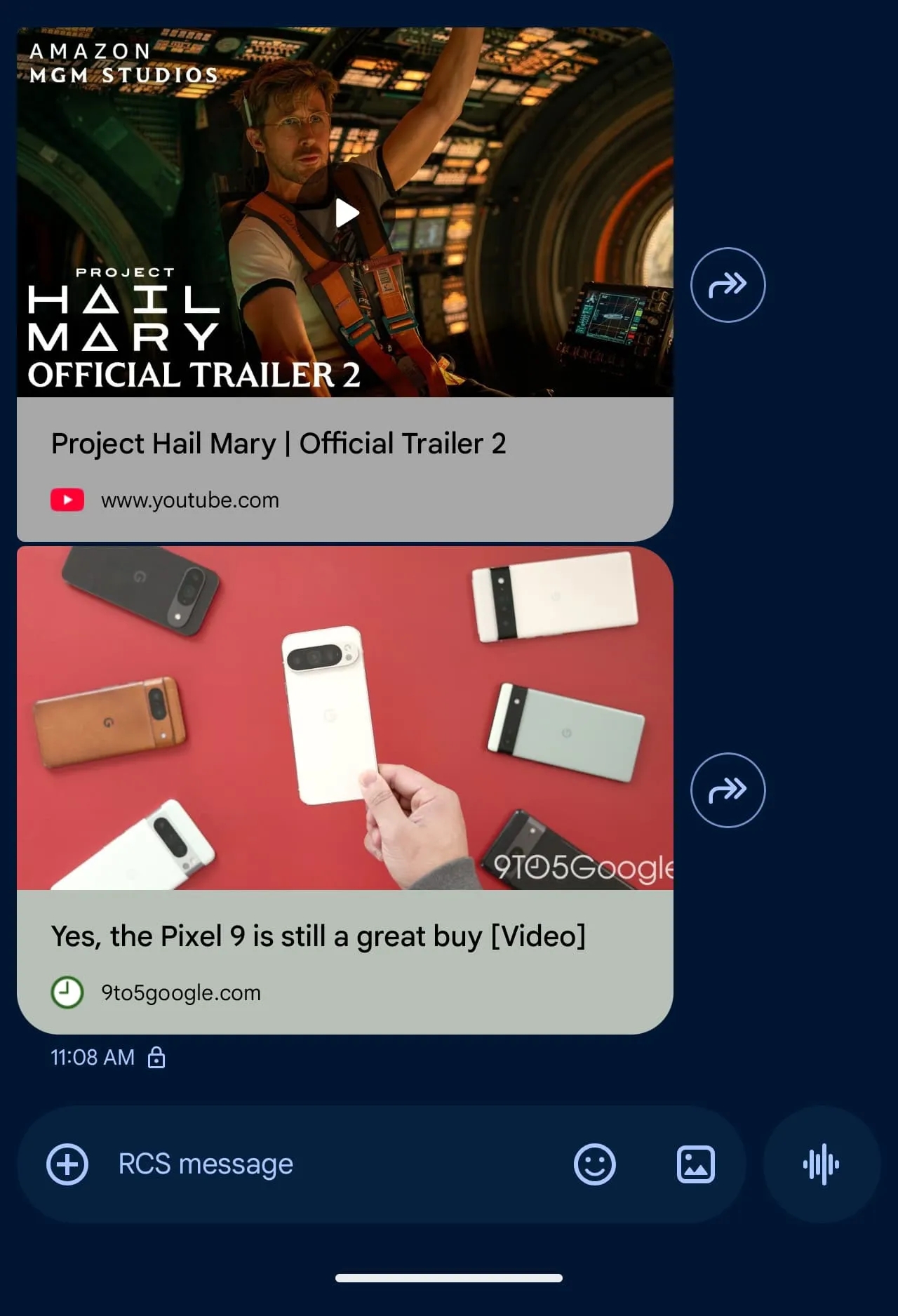 Nova visualização de links na app de mensagens da Google