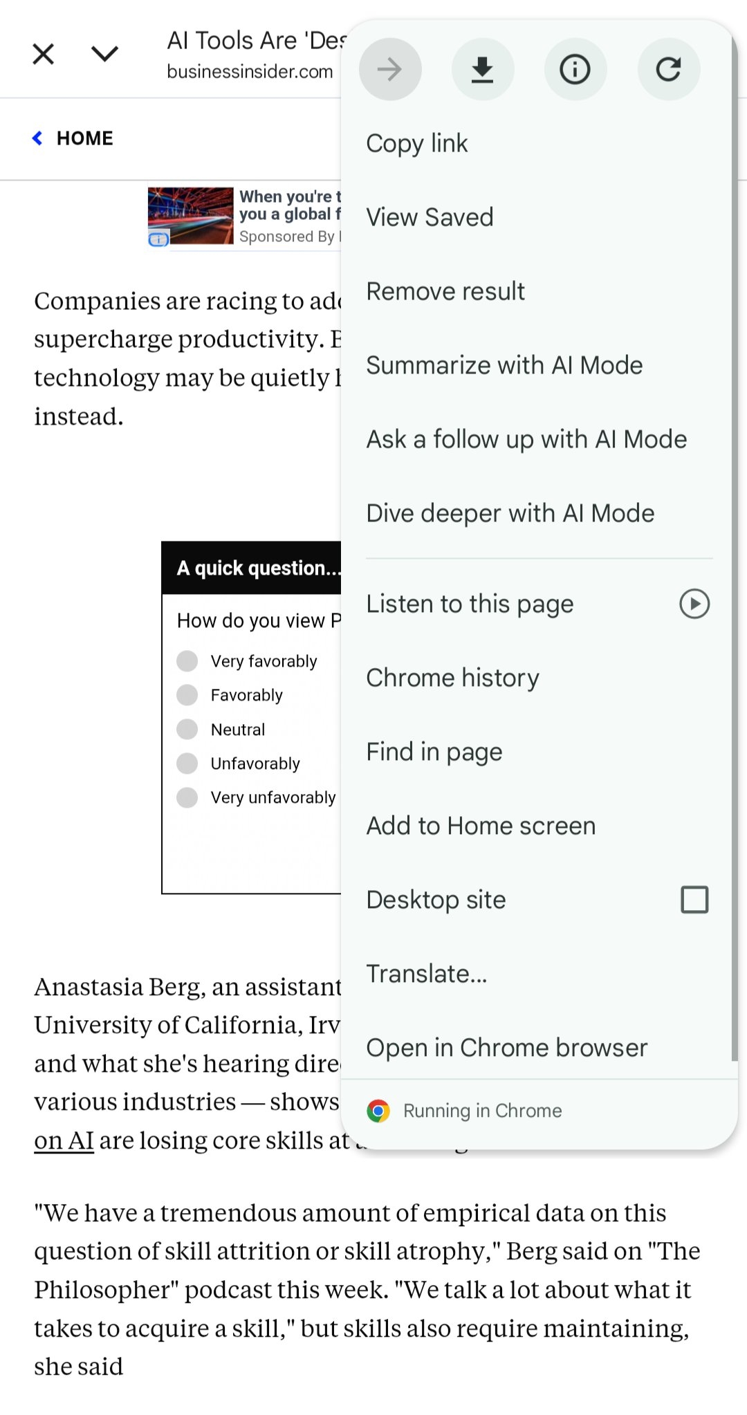 aprofundar diretamente do chrome