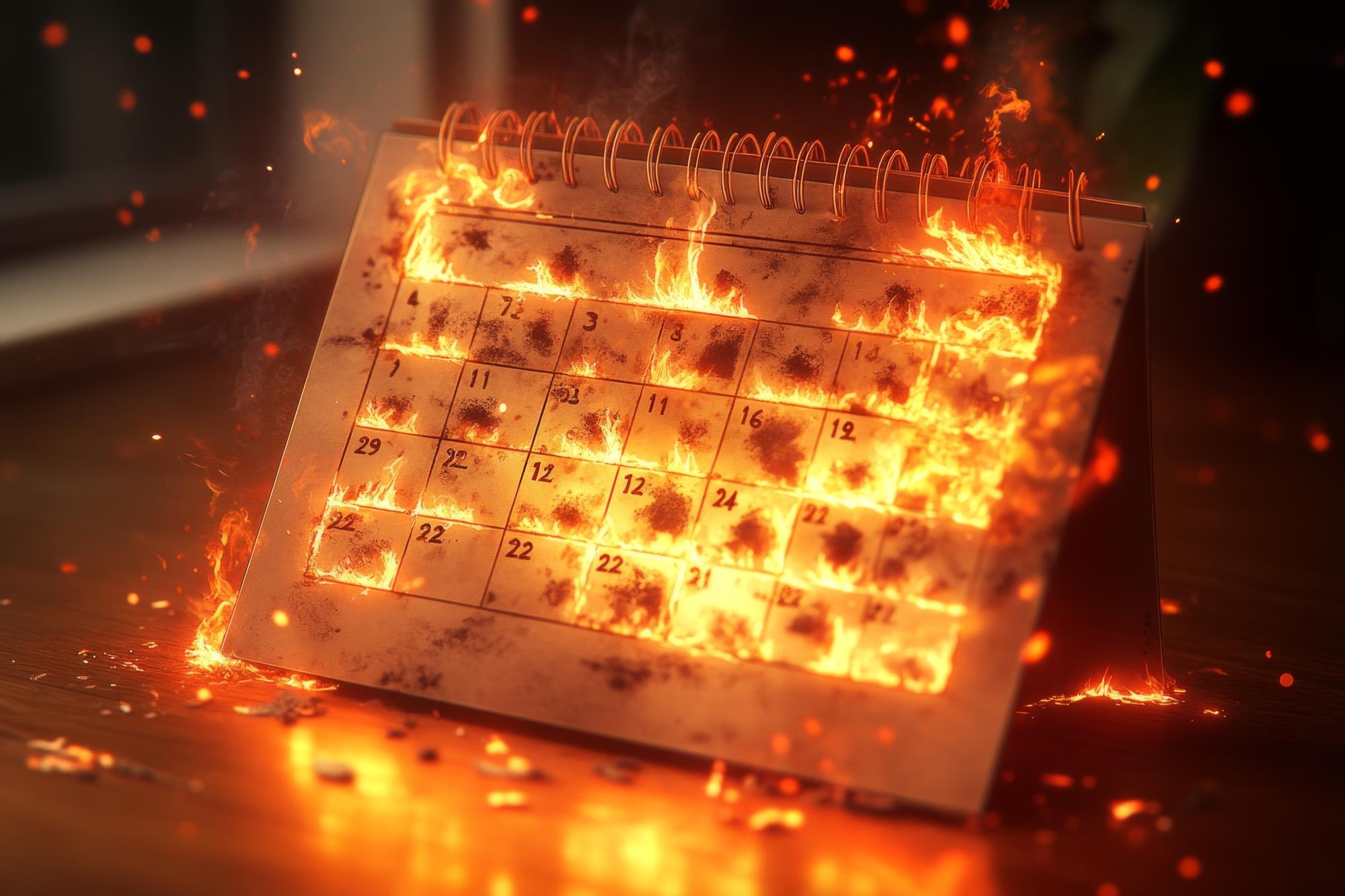 calendário em fogo