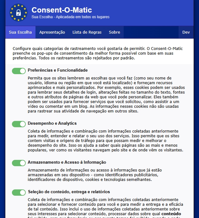 detalhes dos campos a configurar